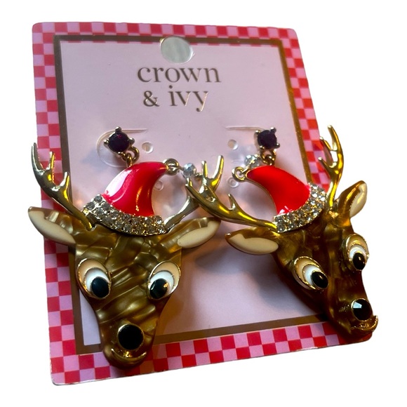 crown & ivy Jewelry - crown & ivy Reindeer Christmas 🎄 Earrings Beautiful and Detailed